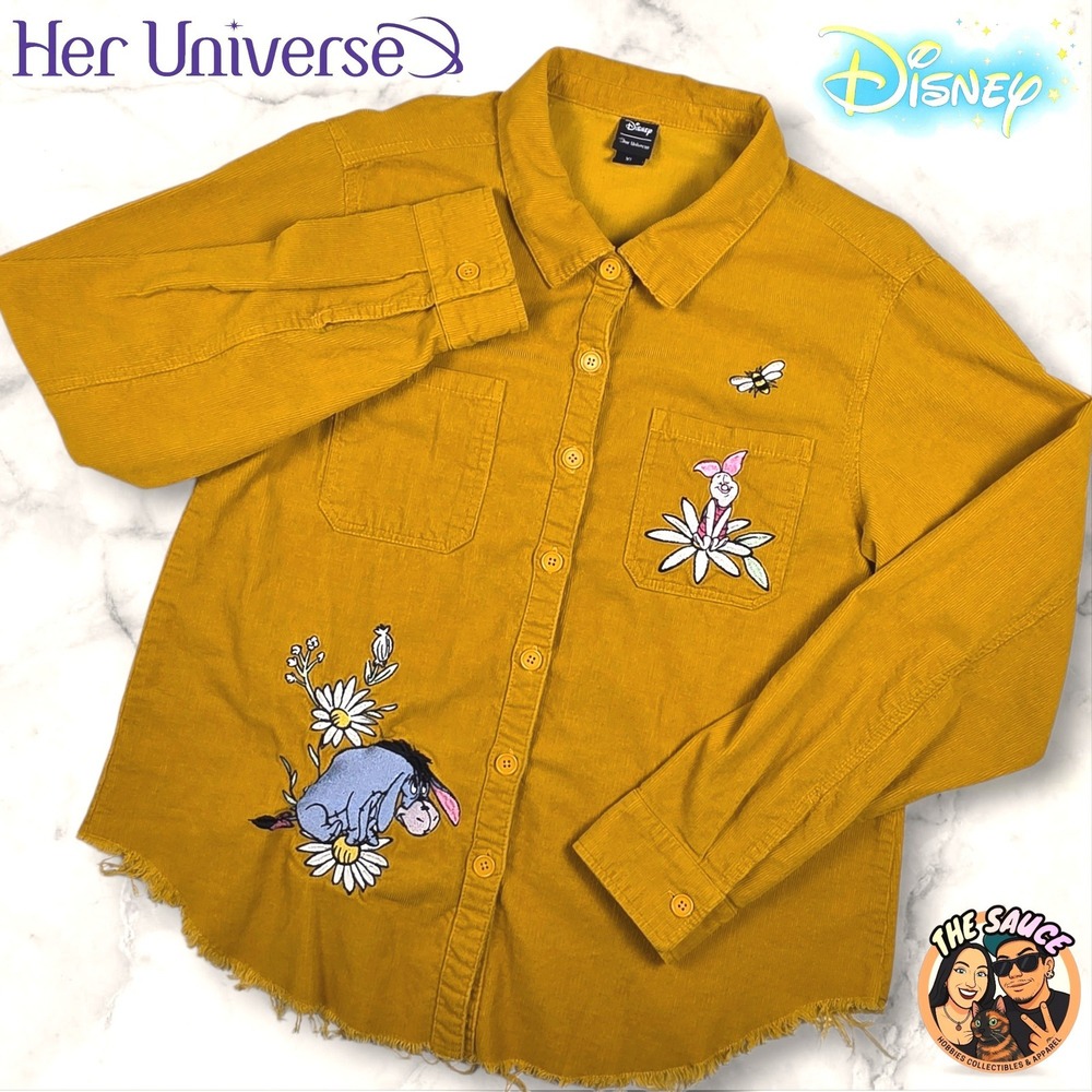 Disney Her Universe Winnie The Pooh Embroidered Corduroy Button Up Womens XL